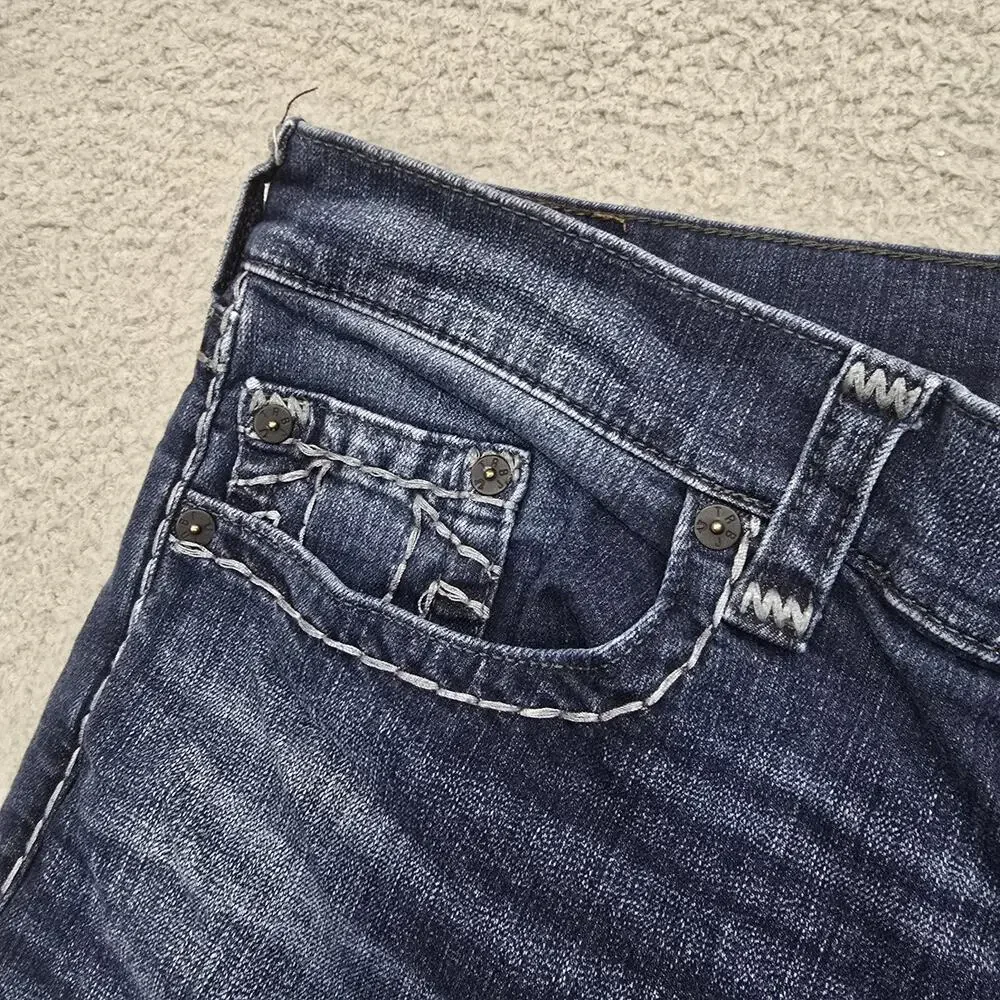 True Religion Rocco Skinny Jeans Mens 40x33 Blue Denim Classic Horseshoe EUC